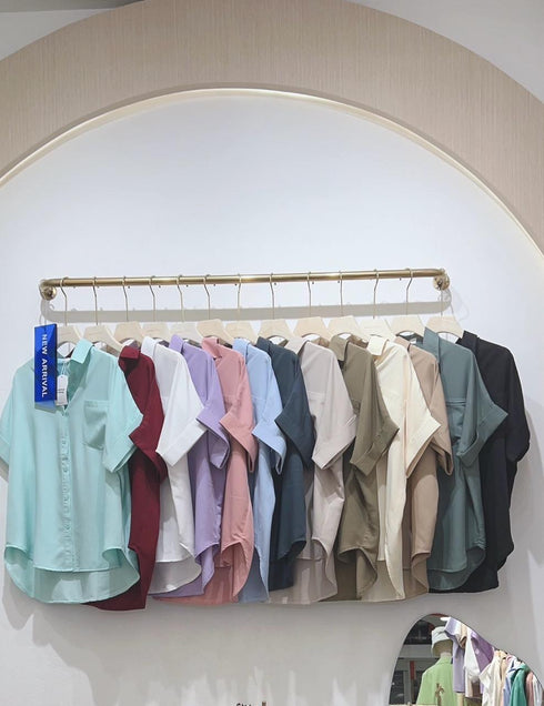 WANWAN Short Sleeves Side Pocket Shirts
